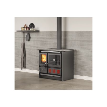 Cucina A Legna La Nordica Extraflame Rosa Xxl 5.0 Vst Steel 11 Kw Colore Nero Antracite Ad Aria