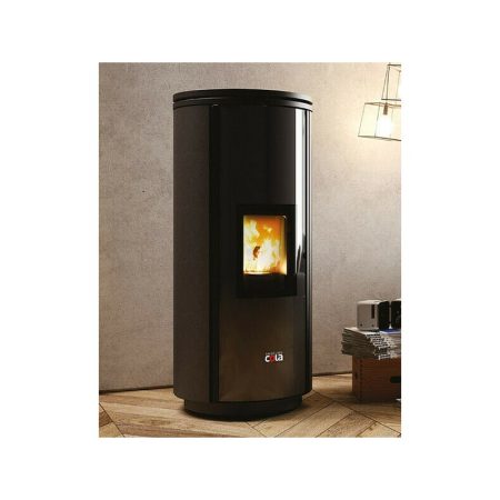 Stufa A Pellet Anselmo Cola Elegant 8.27 Kw In Acciaio Colore Nero Ad Aria