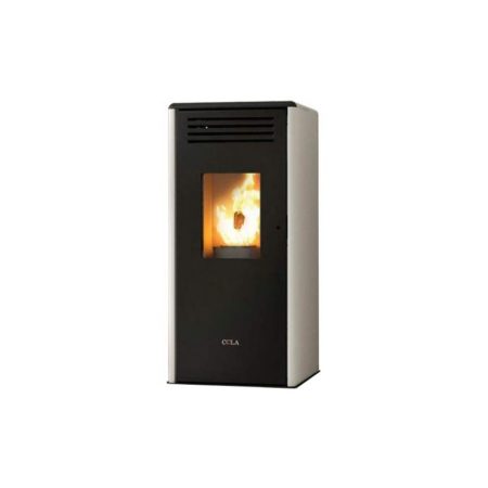 Stufa A Pellet Anselmo Cola Smart 6.97 Kw In Acciaio E Top In Maiolica Colore Bianco Ad Aria